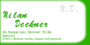 milan deckner business card